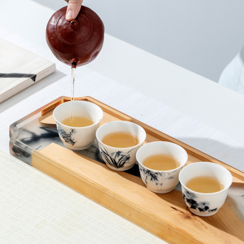 The Self - "appropriate content jingdezhen blue and white sample tea cup hand - made ceramic cups tea retro kung fu tea set