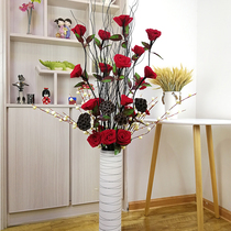 Leaf Vein Dry Flower Living Room Floor Fake Flower Emulation Dry Branch Flower Arrangement Xuanguan TV Cabinet Rose Home New House Decoration Flowers
