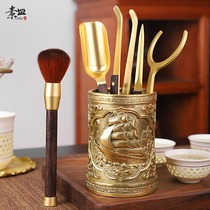 Brass Tea Ceremony Six Gentleman Set Kung Fu Tea Set Ebony Accessories 6 Gentleman Tea Knife Tea Tool