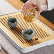 Solid Wood tea tray household tray small simple drain tray tea tray water storage dry bubble Table Office water storage tea table