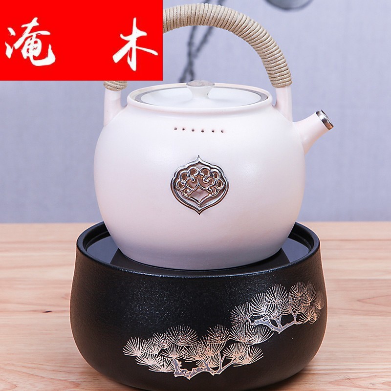 Burn it flooded wood warbler song with silver ceramic teapot hydropower TaoLu boil tea