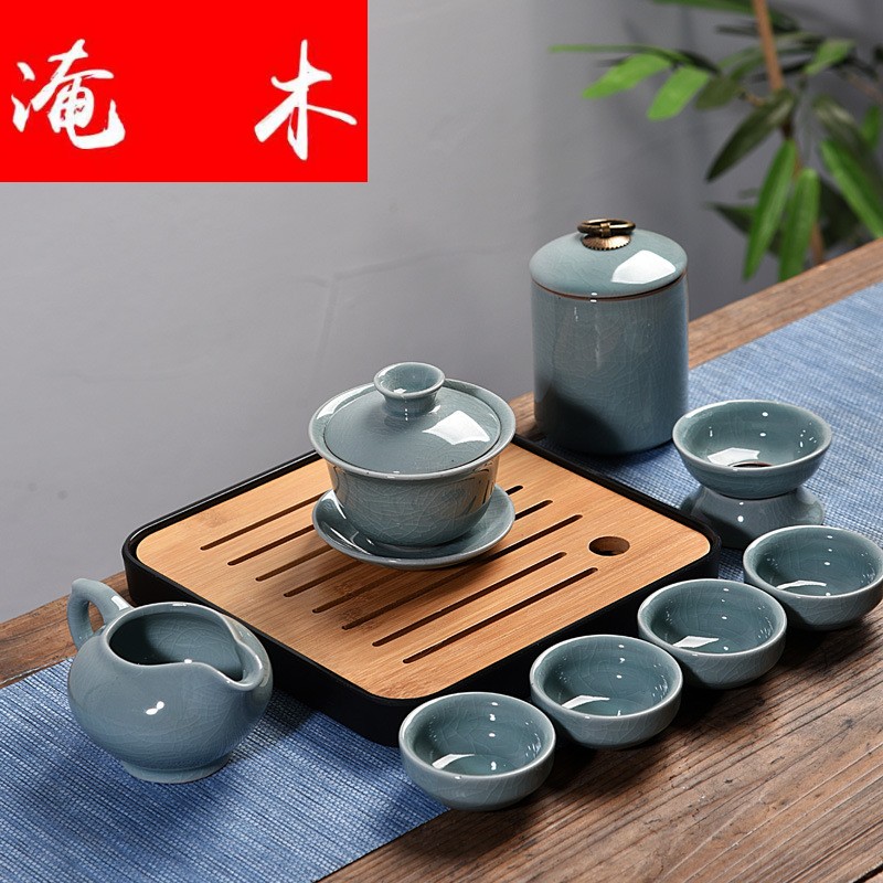 Flooded your up of wood tea set suit portable bag home only three tureen ceramic cups kung fu tea set dry tea tray