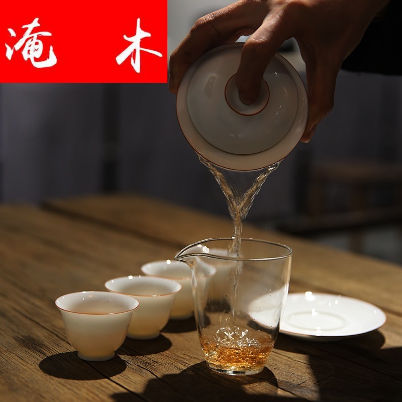 Submerged wood jingdezhen three mercifully machine tureen tea cups kung fu home against hot large three pure manual mercifully