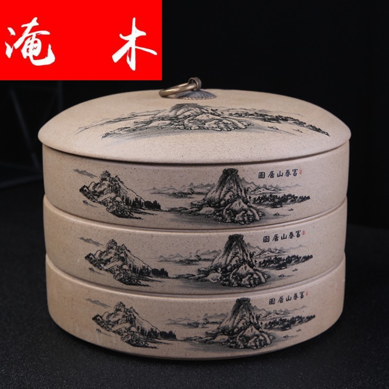 Submerged wood puer tea cake ceramic tea pot store tea box of multilayer large store receives seven best cake store content box