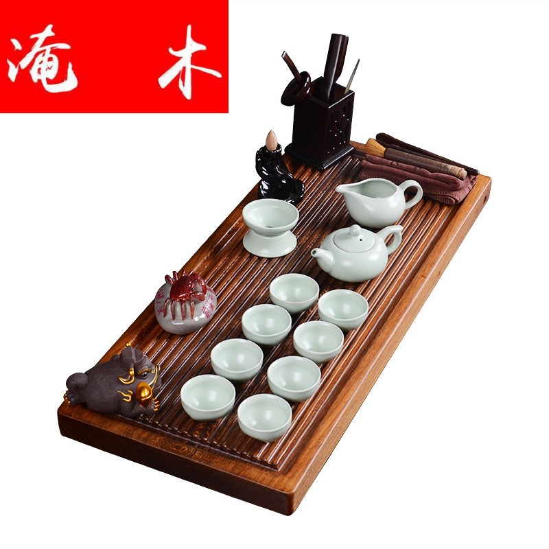 Submerged wood real wood chicken wings wood tea tray was flowing ceramic kung fu tea set four unity of electrical appliances