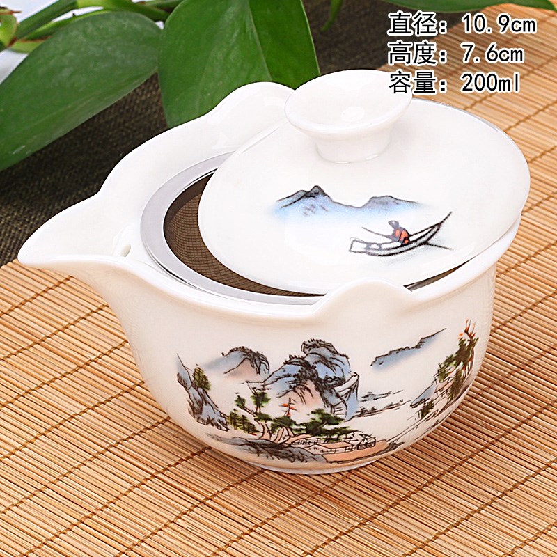 Flooded wooden hot large puer tea tureen make tea cup; Preventer ceramic three to kung fu home blue and white porcelain tea set