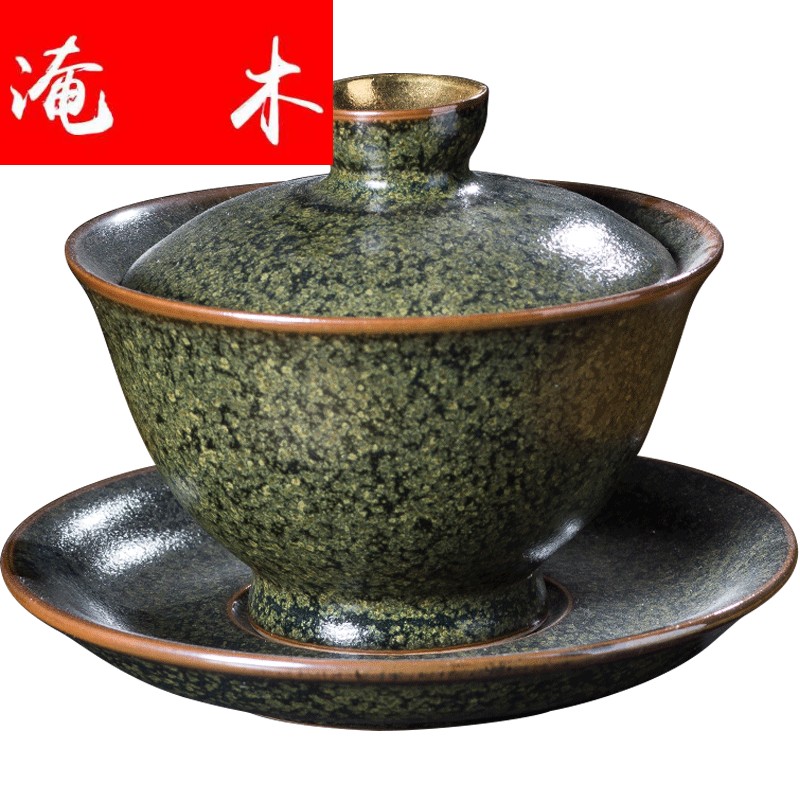 Submerged wood good fortune ceramic tureen large only three bowl tea glaze thick ceramic cup at the end of the Japanese kung fu tea set