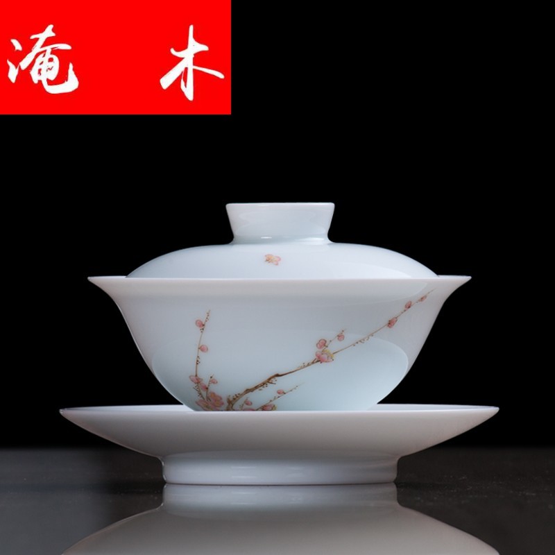 Submerged wood hand - made tureen large three cups to cup all hand pastel jingdezhen kung fu tea set ceramic terms