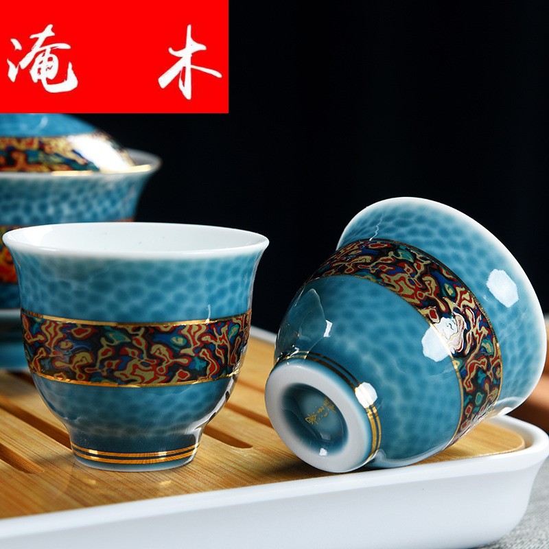 Travel submerged wood dehua tureen tea package white porcelain of a complete set of kung fu tea sets business gifts support LOGO