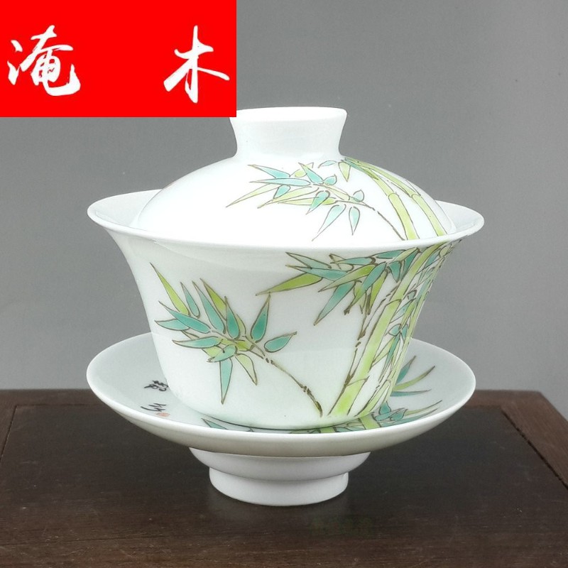 Flooded wood jingdezhen hand - made pastel fat white ceramics from three to tureen large high - grade mercifully kung fu tea tea cup