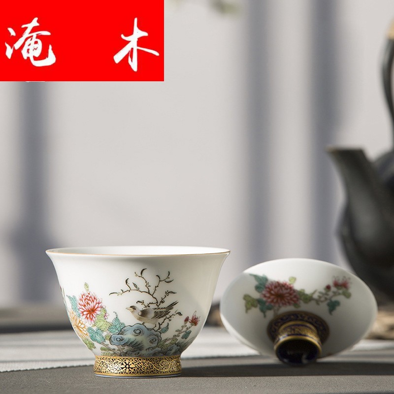 Submerged wood capacity up jingdezhen tureen large see colour porcelain enamel hand - made three bowl kung fu tea set