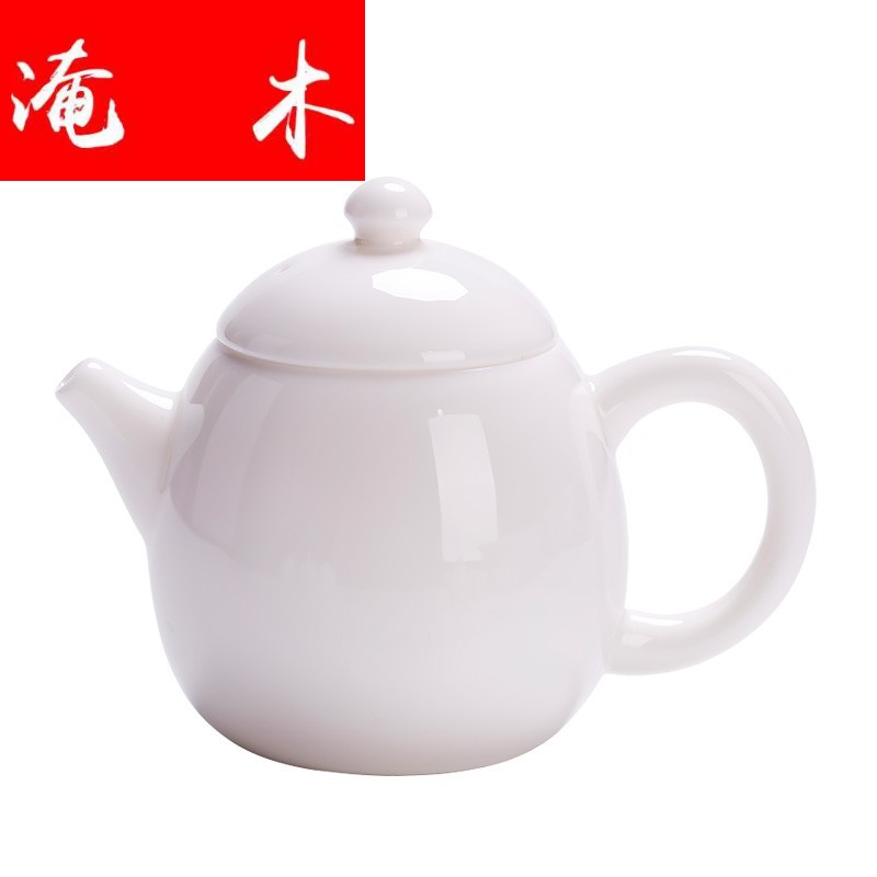 Submerged wood dragon egg white ceramic teapot Qin Quan kunfu tea dehua white porcelain teapot single pot of Chinese contracted office