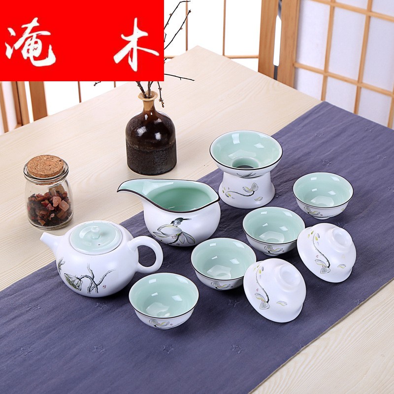 Submerged wood jingdezhen ceramic coloured drawing or pattern kung fu tea set inferior smooth up sample tea cup lid bowl bowl with gifts