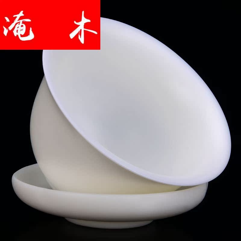 Submerged wood top - grade biscuit firing dehua white porcelain only three tureen ceramic cups household kung fu tea pure manual teapot