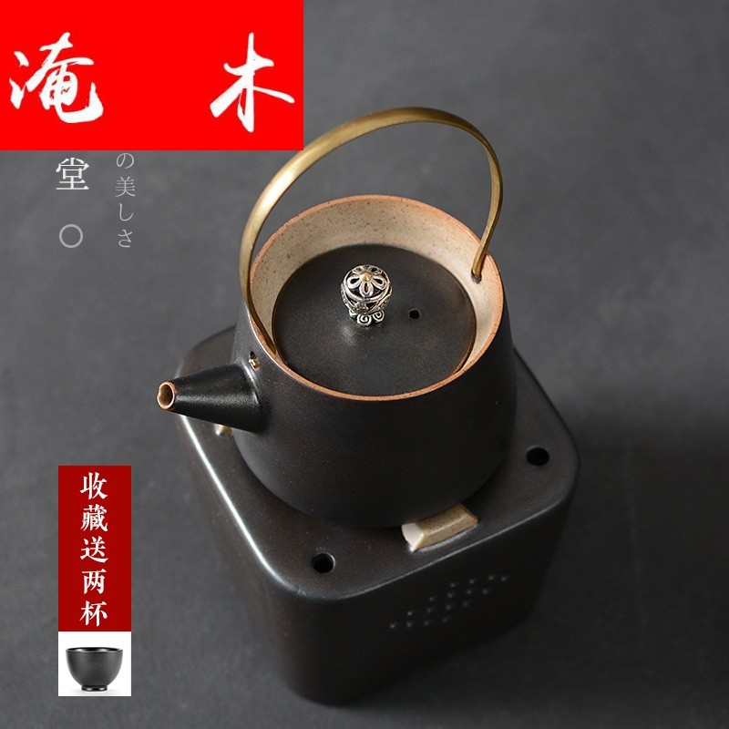 Flooded Japanese wooden hall girder pot of coarse pottery teapot cooked this teapot tea alcohol lamp boiled tea stove ceramic kung fu tea set