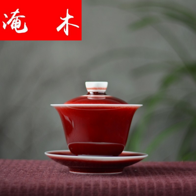 Submerged wood jingdezhen ceramic tea set ruby red glaze only three tureen all manual kung fu tea set hand tureen tea master