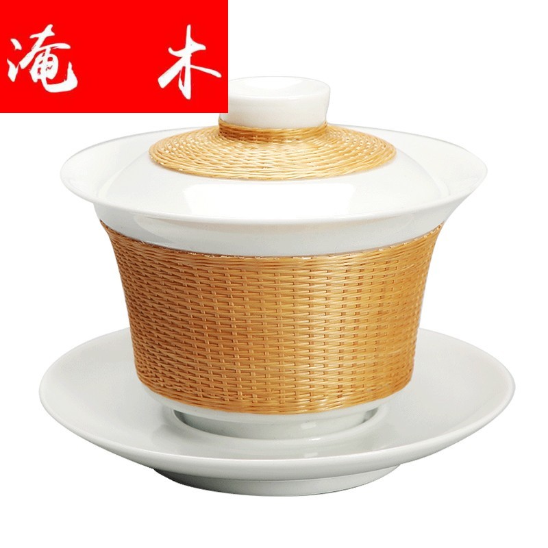 Submerged wood manual tureen jingdezhen ceramic cups all three bowl of bamboo kung fu tea tea accessories porcelain