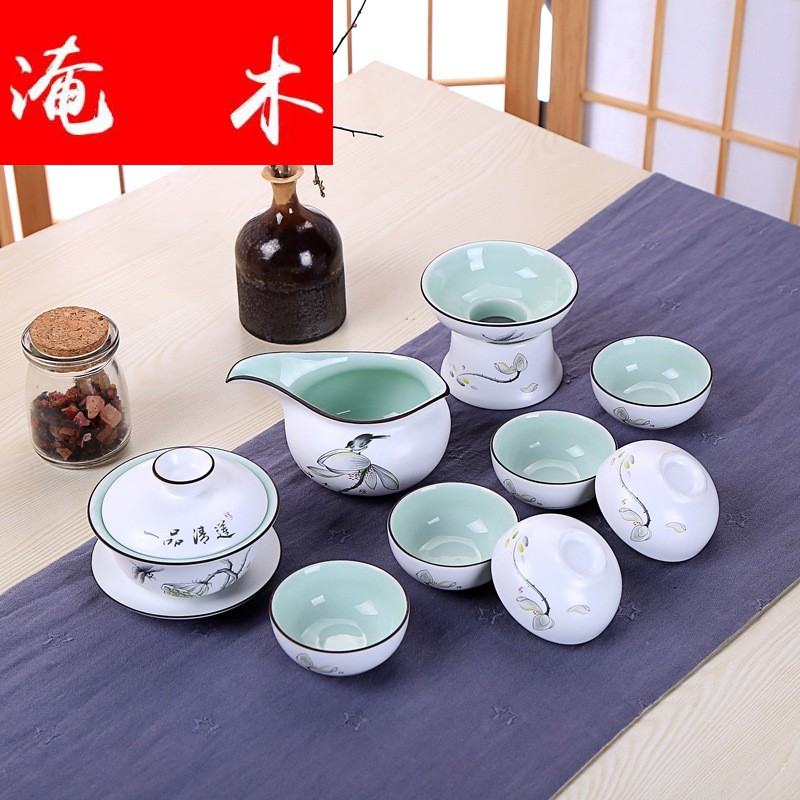 Submerged wood jingdezhen ceramic coloured drawing or pattern kung fu tea set inferior smooth up sample tea cup lid bowl bowl with gifts