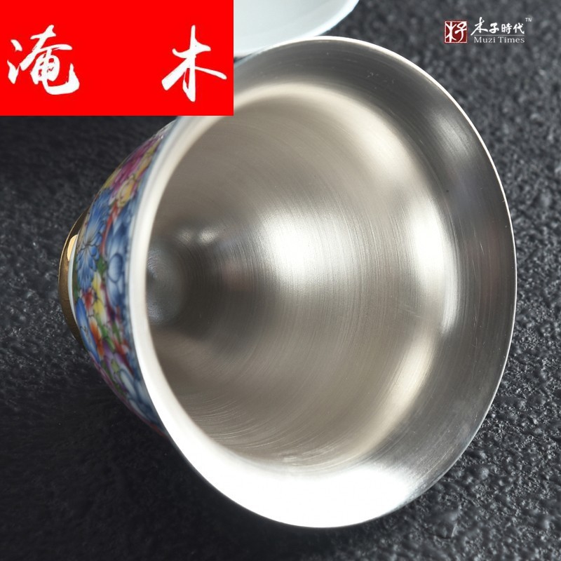 Submerged wood full silver only three tureen silver colored enamel porcelain bowl with large cup bowl of kung fu tea bowl