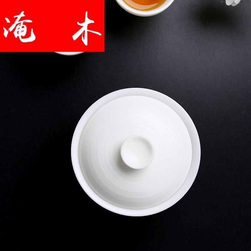 Submerged wood pure manual dehua white porcelain hand grasp three only tureen ceramic teapot size kung fu tea tea