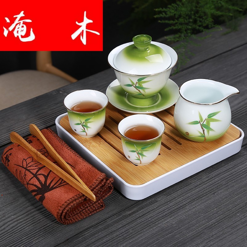 Submerged wood see colour ceramic tureen manual spray three large cup tea bowl to bowl of kung fu tea set home outfit