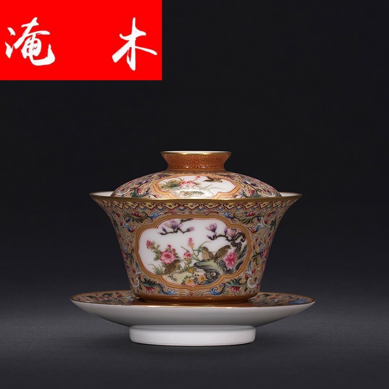 Submerged ancient wood restoring ancient ways of jingdezhen ceramic hand - made colored enamel tureen kung fu tea tea cups three tureen