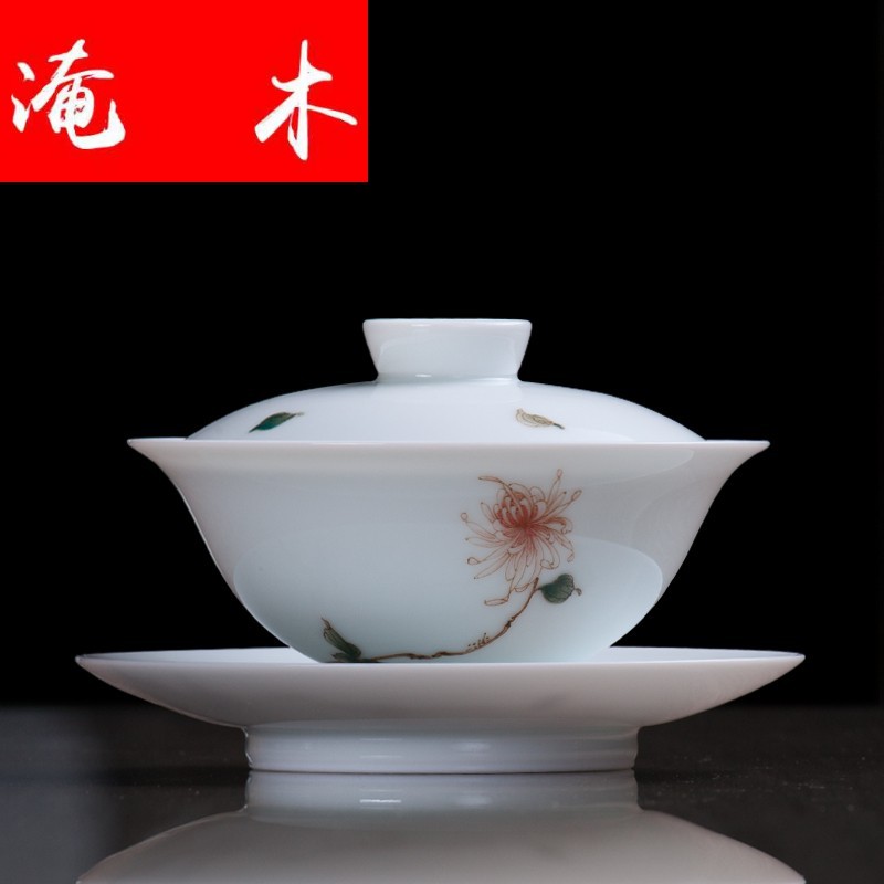 Submerged wood hand - made tureen large three cups to cup all hand pastel jingdezhen kung fu tea set ceramic terms