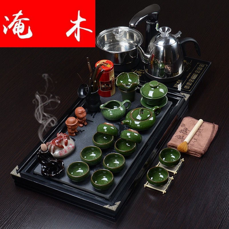 Submerged wood business needs solid wood and plate of kung fu tea tray ceramic tea set suit four and fully automatic