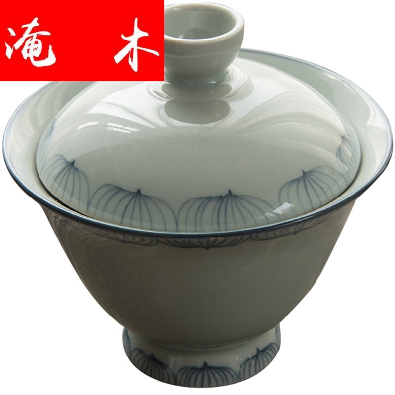 Submerged wood said said jingdezhen blue and white tureen hand - made only three bowls of archaize ceramic tea tea bowl to bowl