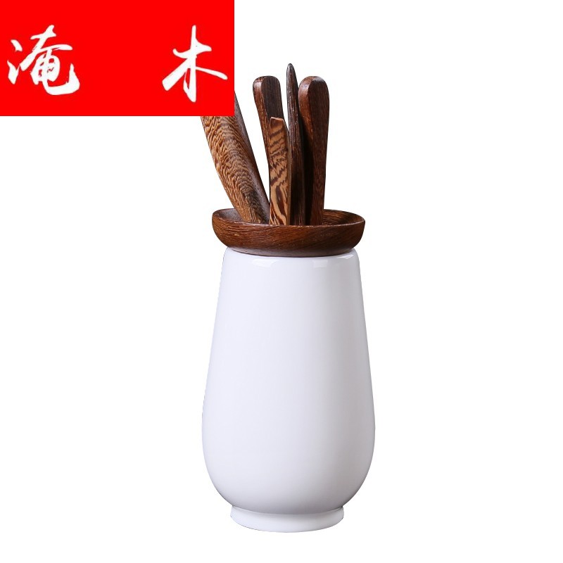 The Six gentleman wood dehua white porcelain tea kungfu tea sets accessories ebony wings wood tea spare parts