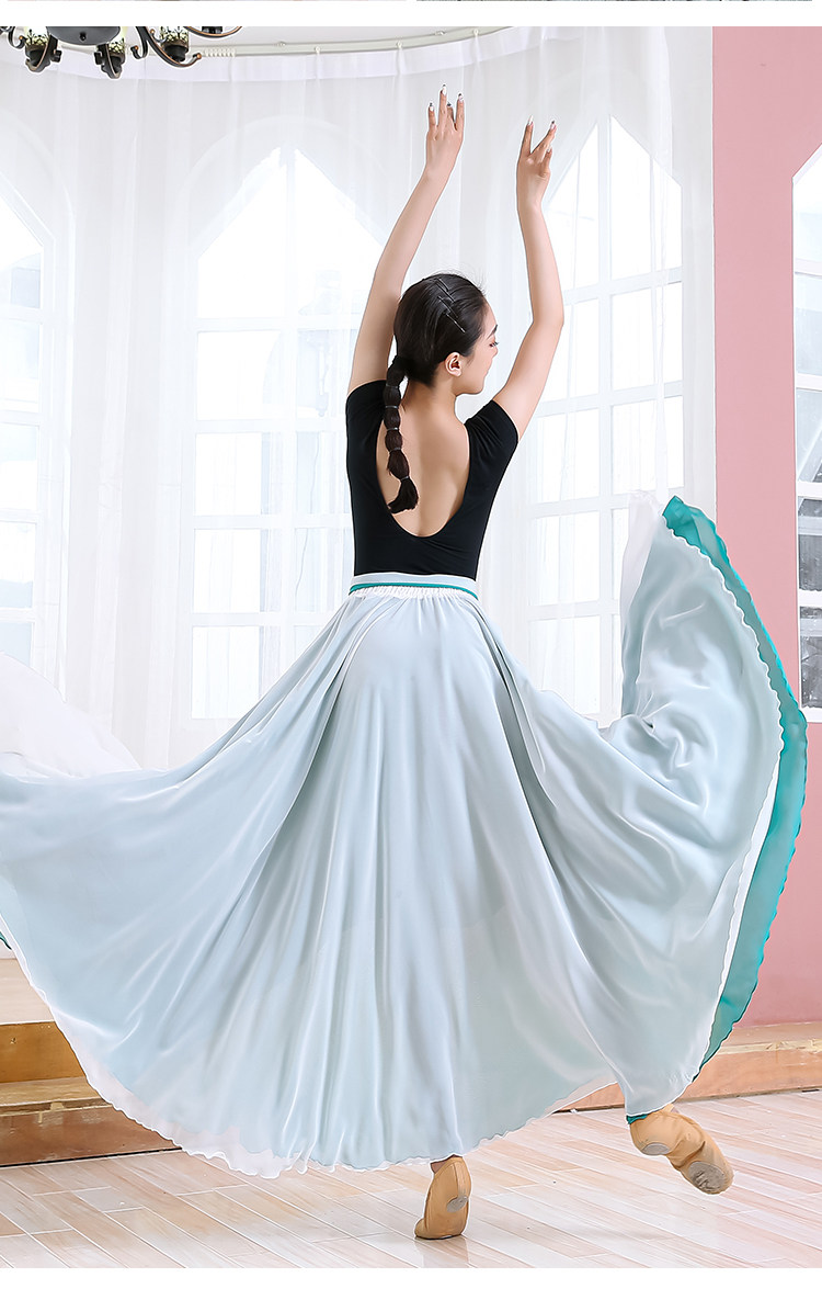 双面穿雪纺半身裙540度超大摆8米跳舞长裙广场舞裙高腰款大红裙子