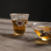 Heat-resistant High Borosilicate transparent glass tea cup creative plum blossom single Cup Master Cup kung fu small tea cup