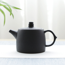 Tang Zan Zen wind black pottery teapot kung fu tea set Handmade coarse pottery pot filter ceramic Home Office tea