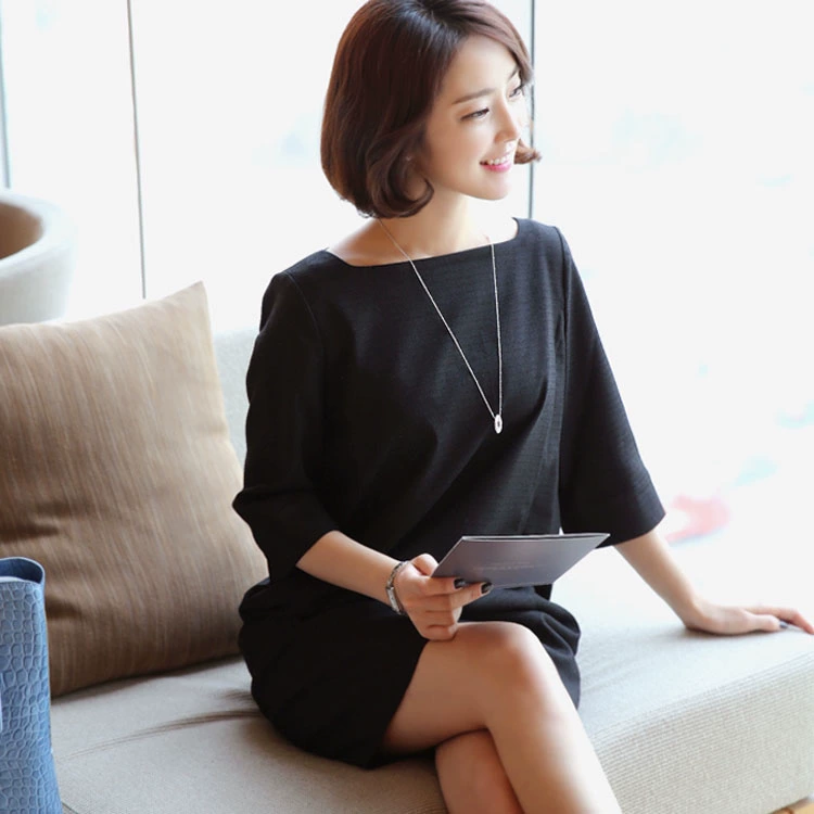 Đầm suông đầu thu, áo dài nữ trung niên, tính khí thời trang, váy mỏng, kiểu hàn quốc, áo bà ba, áo bà ba rộng, quần áo nữ cỡ lớn - váy đầm