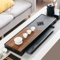 Wujin Stone tea tray ebony tea table drawer type water storage Tea home simple Rosewood kung fu tea set