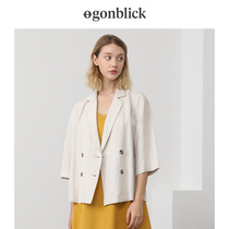 Nordic Moment Small Suit Jacket 2021 Fall New Thin THIN LINEN SUIT 70% SLEEVE LADY CASUAL RETRO