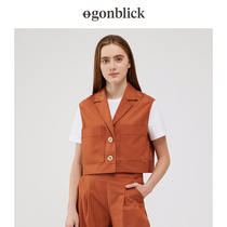 gonblick high face value vest woman outside wearing loose v collar waistcoat armless pocket fashion 100 lap short tooling