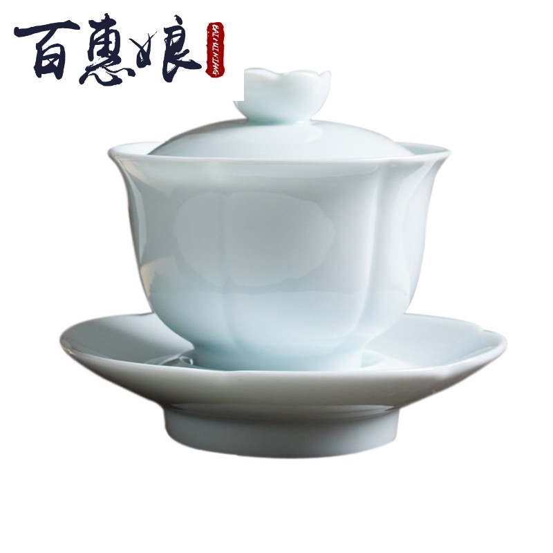 (niang pure white contracted manual falbala jingdezhen ceramic tea set a complete set of kung fu tea set