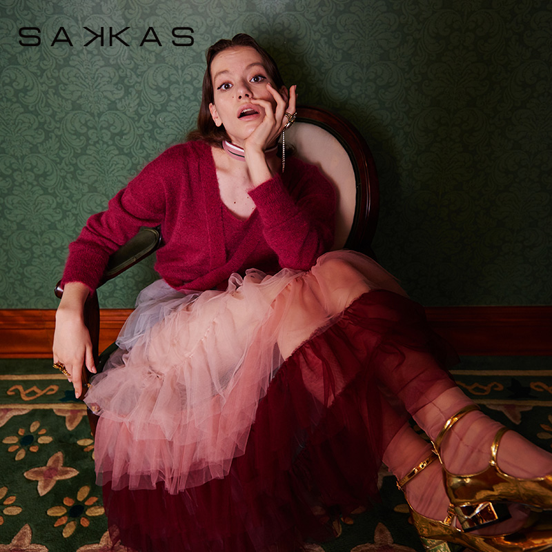 N-ONE sakkas 女装慵懒风上衣毛衣宽松秋冬厚打底衫