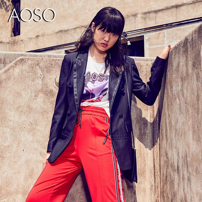 N-ONE AOSO女装休闲西装外套女中长款时尚小西服