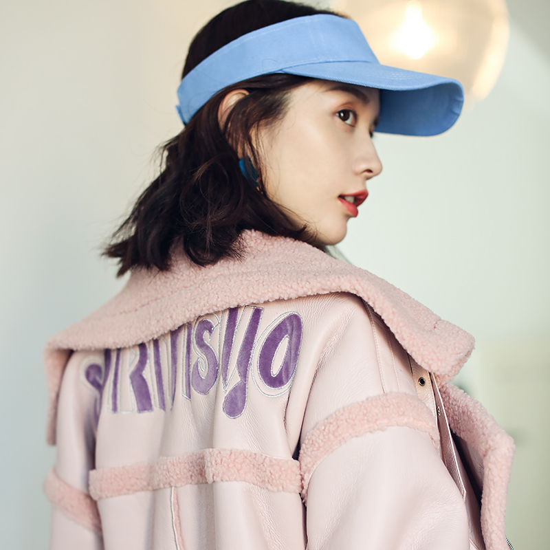 N-one鹿皮绒外套女中长款机车服翻领皮毛一体大衣