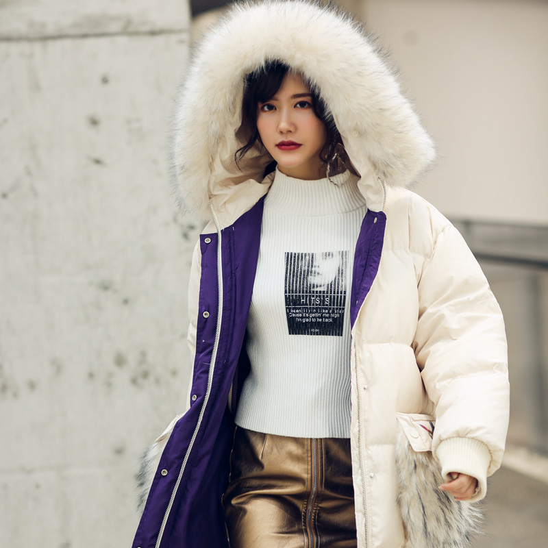 N-one大毛领羽绒服中长款冬季新款羽绒外套
