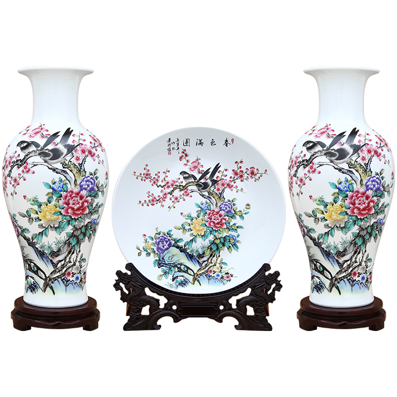 Jingdezhen ceramics three - piece furnishing articles of handicraft sitting room adornment porch curio cabinet TV ark cabinet flower arranging