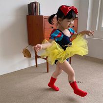 Dance Suit Childrens Female Practice Service Short Sleeve Girl Baby White Snow Princess Fluffy Yarn Dress Out of Ballet Dresses