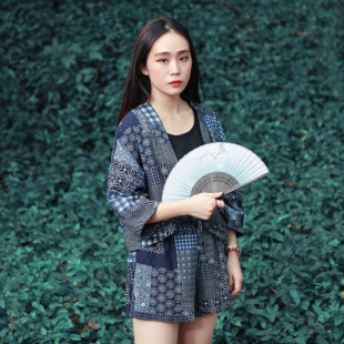 原创设计日式和风开衫外套女改良和服棉麻开衫防晒衫空调衫2016夏