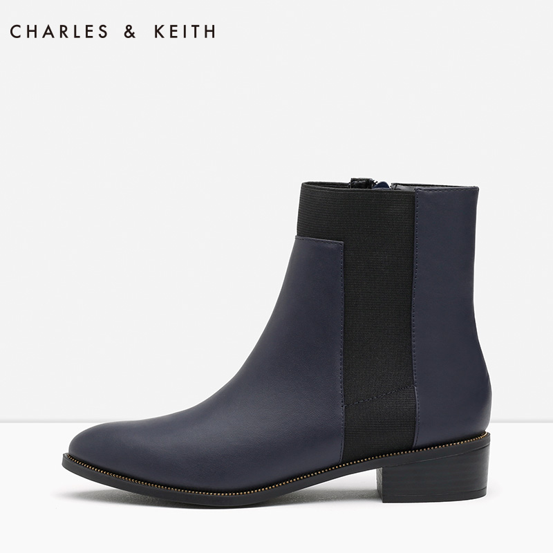 CHARLES&KEITH 女靴 CK1-90300284 铆钉踝靴 短筒切尔西靴女产品展示图5