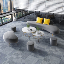 Office special-shaped sofa tea table combination simple modern creative office sofa business reception room curved sofa