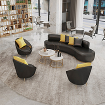 Nordic office special-shaped sofa tea table combination simple modern hotel lobby reception area creative arc sofa