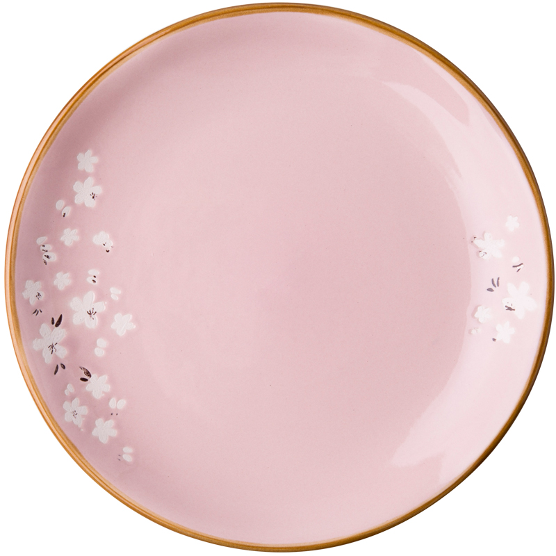 Creative Japanese under pink cherry blossoms hand - made glaze ceramic tableware home rice bowls disc sushi plate of wine