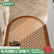 Nordic Light Lavish Retro Leather Ground Mat small flower brick free of washing into the door and door ground mat anti-slip foot pad Home pvc